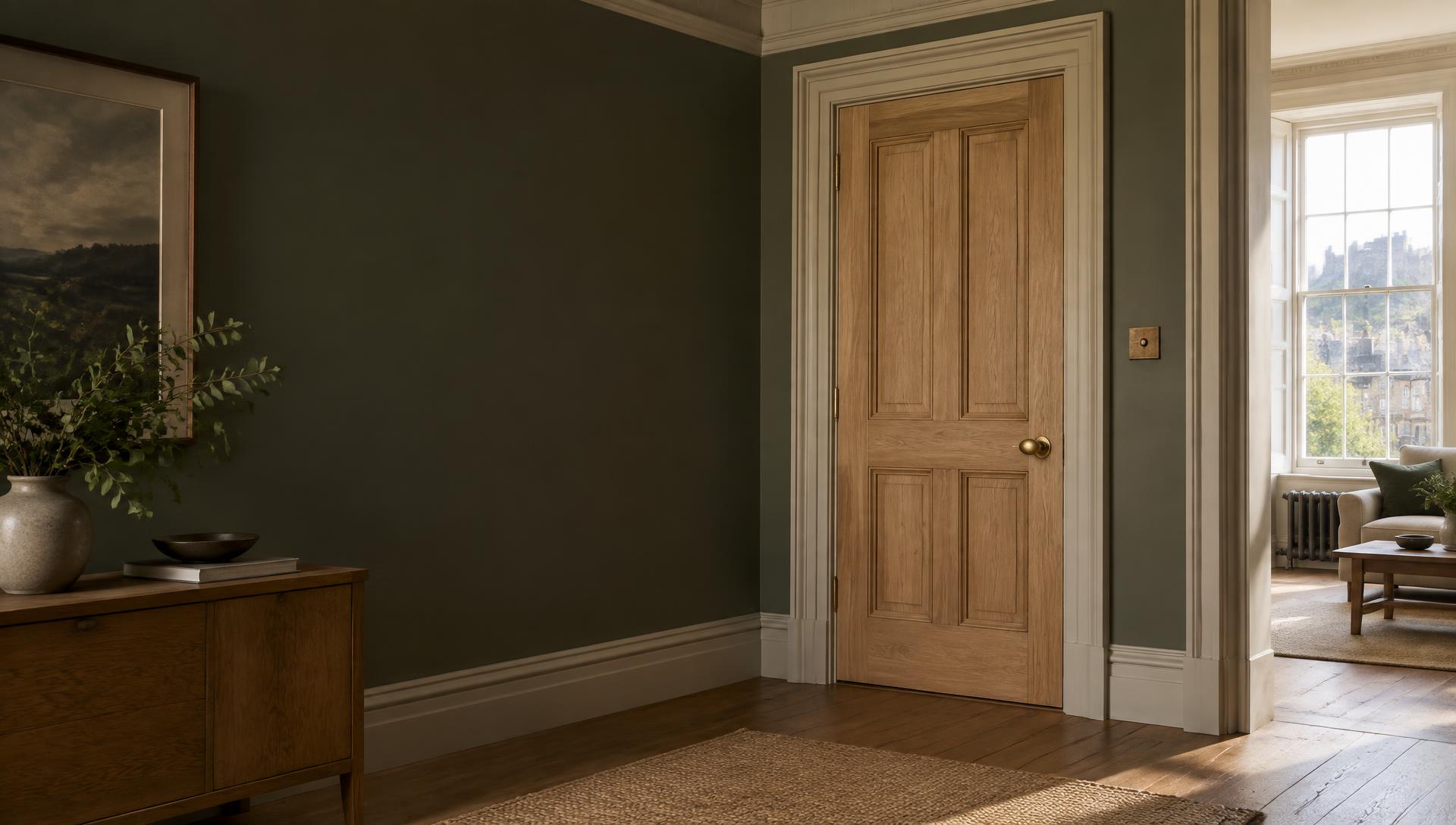 Bespoke oak internal door fitted in an Edinburgh period home